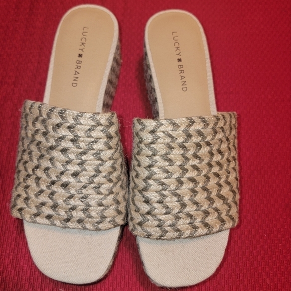 Lucky Brand Women's Befanni Espadrille Wedge Sandal size 9M. Woven jute - Picture 1 of 7